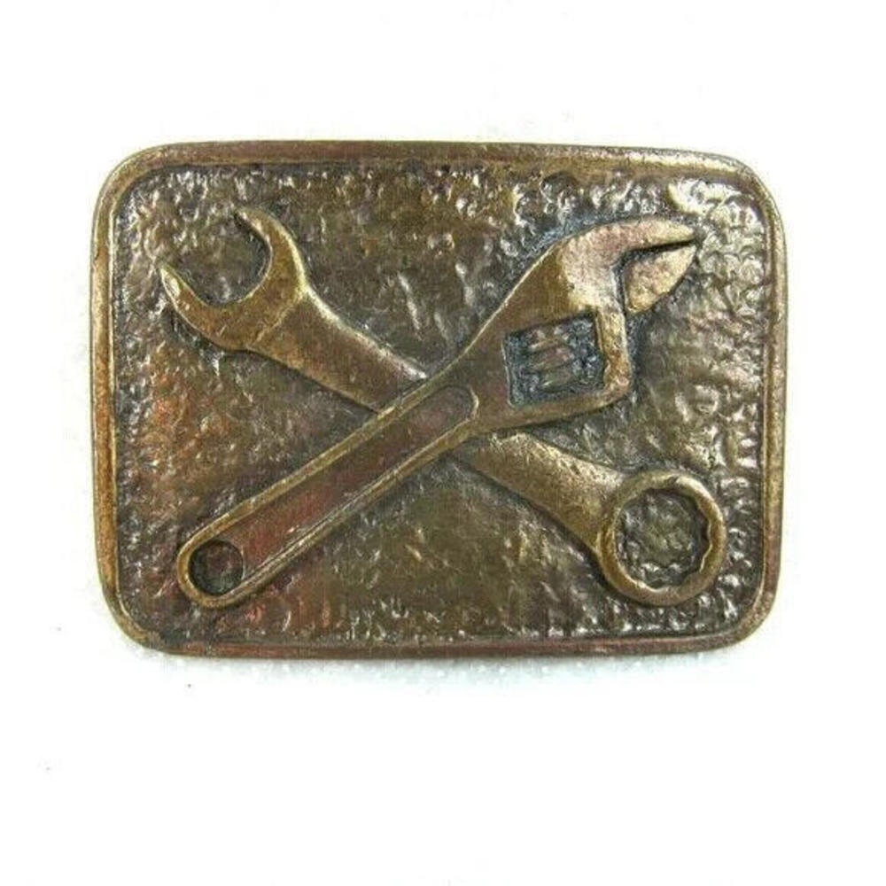 Vintage Metal Belt Buckle Adjustable & Combination Wrench Mechanic Handyman Gift